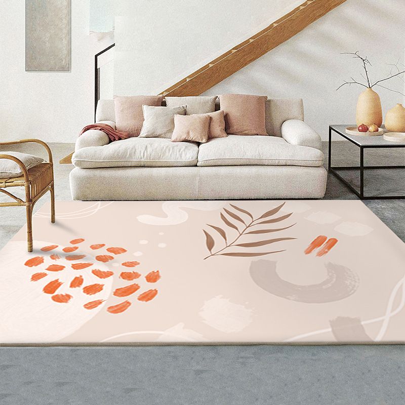 Orange Color Piece Rug Nordic Polyester Area Rug Washable Rug for Living Room