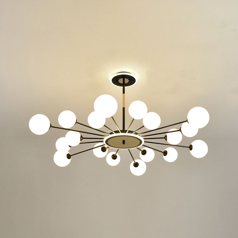 Glass Spherical Shape Chandelier Light Modern Style Multi Light Hanging Lamp for Bedroom