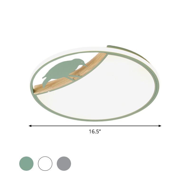 Wit/grijs/groene ronde spoeling licht armatuur Noordse LED Acryl -spoeling gemonteerde lamp met vogel deco