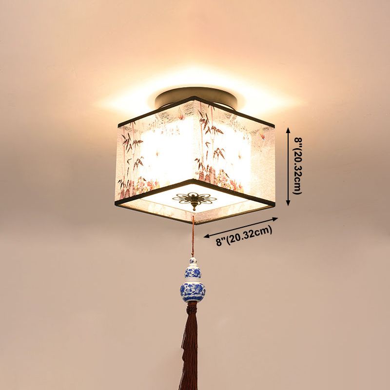 Plafonnier de Style chinois, abat-jour en tissu, lampe encastrée pour salon et salon