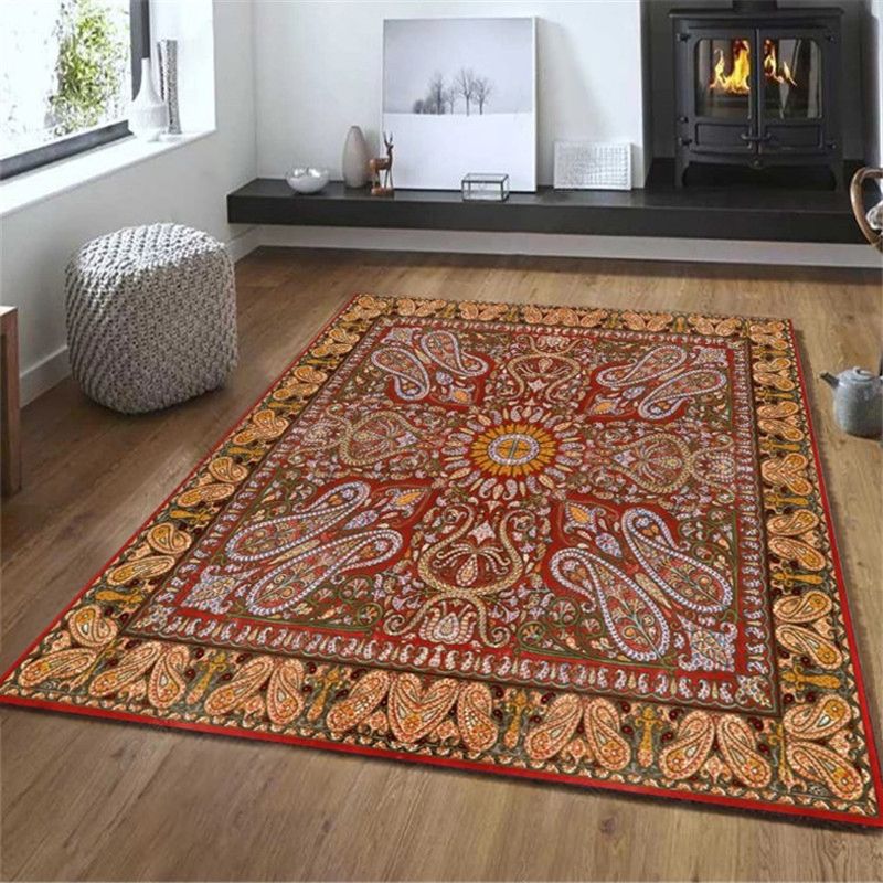 Exotic Geometric Patterned Rug Multicolored Moroccan Rug Polypropylene Stain Resistant Non-Slip Backing Machine Washable Carpet for Room