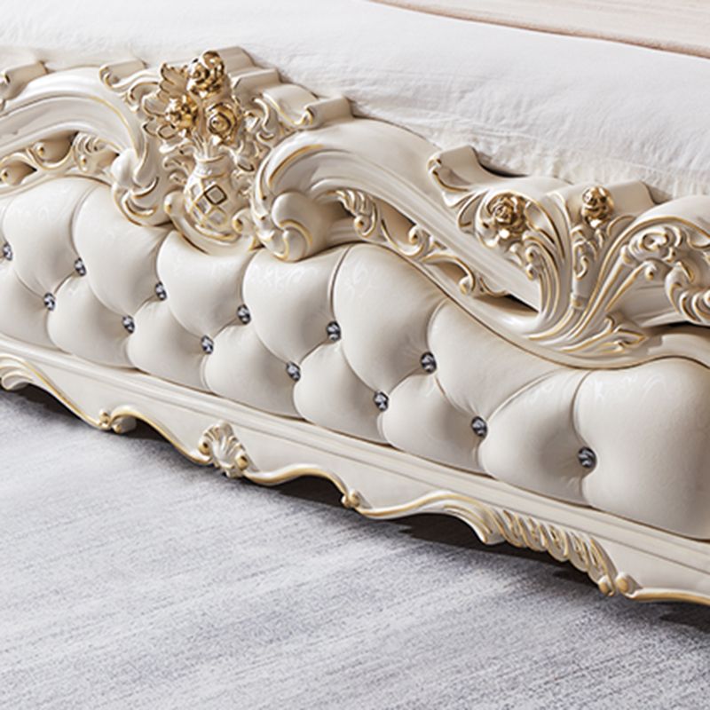 Victorian Standard Bed Upholstered Headboard Tufted Panel Bed