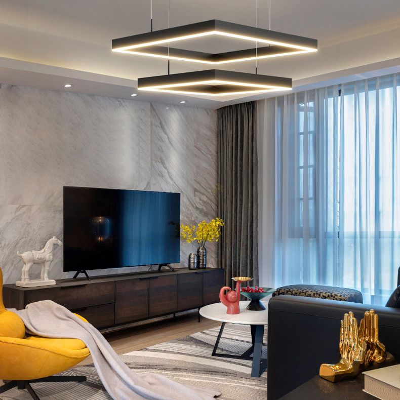 Luz de lámparas de lámparas de araña cuadradas de dos niveles simples de dos niveles