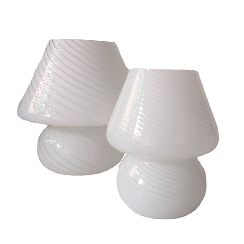 Trendy paddestoelvormige tafellicht macaron glas 1-licht nachtkastje lamp voor slaapkamer