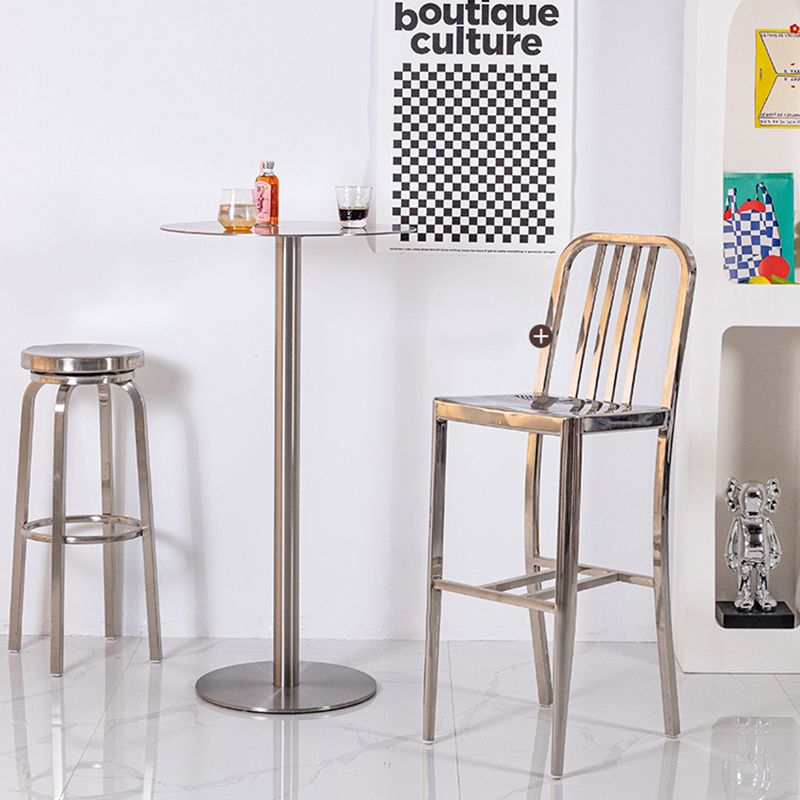 Industrial Metal Bar Dining Table Round Bistro Bar Table with Pedestal