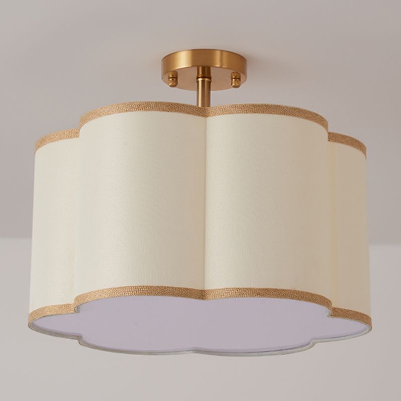 American Style Ceiling Light Geometry Shape Ceiling Lamp with Fabric Shade for Living Room