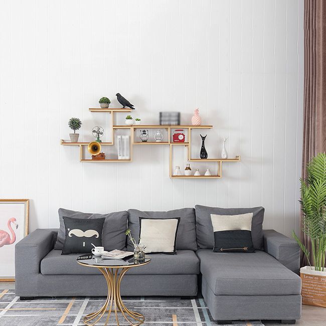 Wall Mounted Bookshelf Solid Wood Industrial Style Bookcase for Home Office