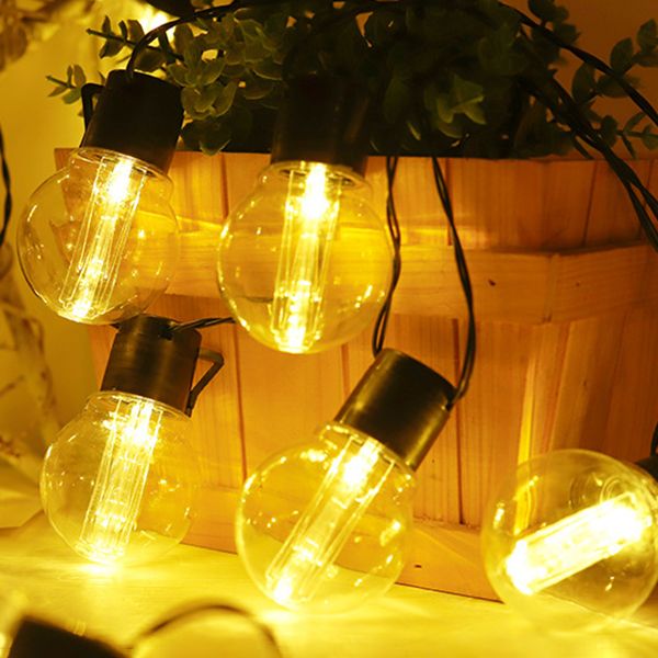 Retro G50 Globe Bulb String Light Plastic Outdoor Solar LED Christmas Light in Black