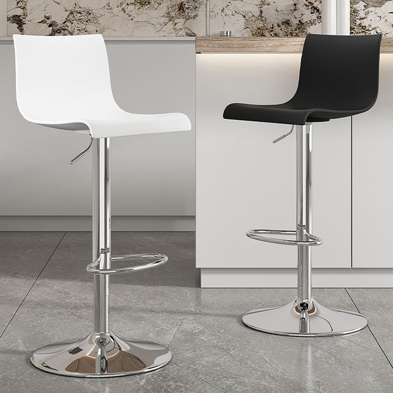 Modern Adjustable Height Swivel Plastic Low Back Bar Stool with Footrest