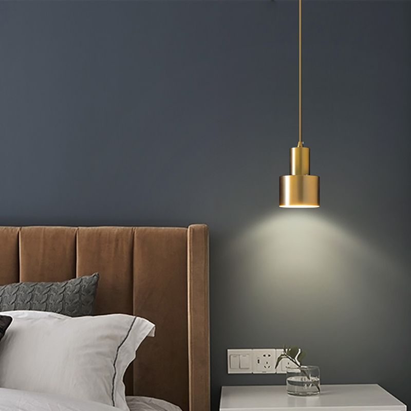 Cylindrical Ceiling Pendant Light Minimalist Style Metal Bedroom Down Lighting Pendant