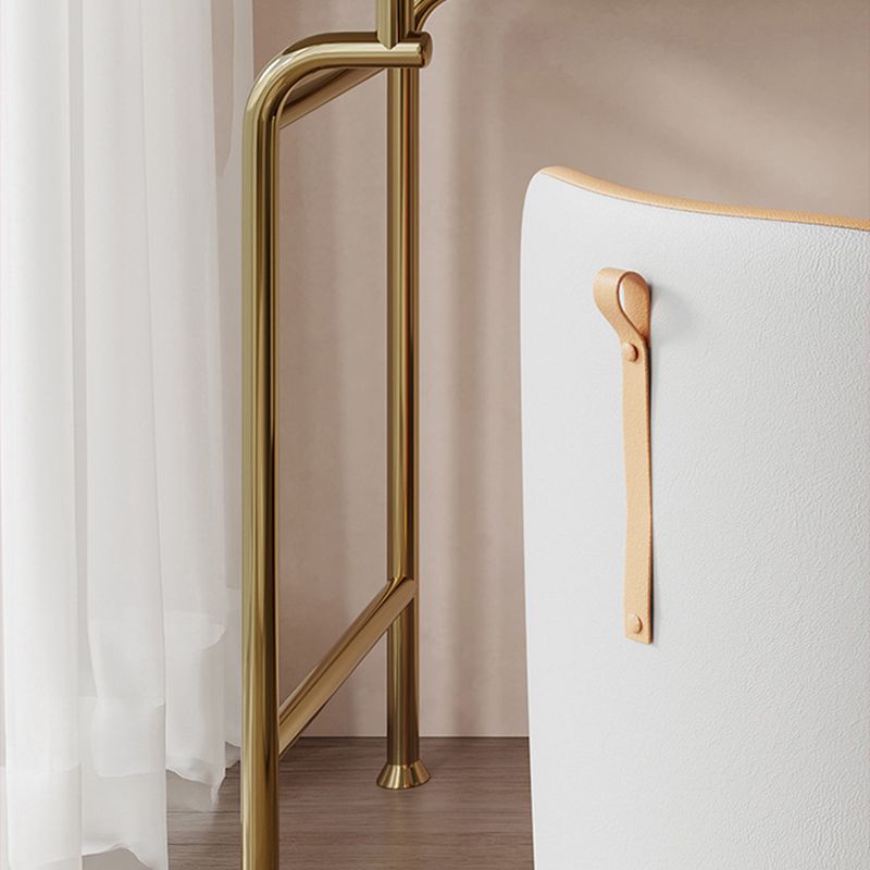 White Glam Vanity Dressing Table Set with Stool & 5 Storage Drawers