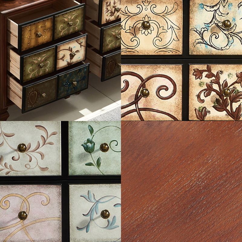 American Traditional Wooden Storage Chest Home Horizontal Chest with Drawers