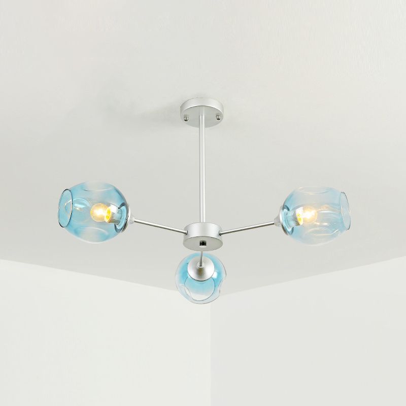 Contemporary Style 3-Light Sliver/Black Ceiling Light Sputnik Sphere Chandelier