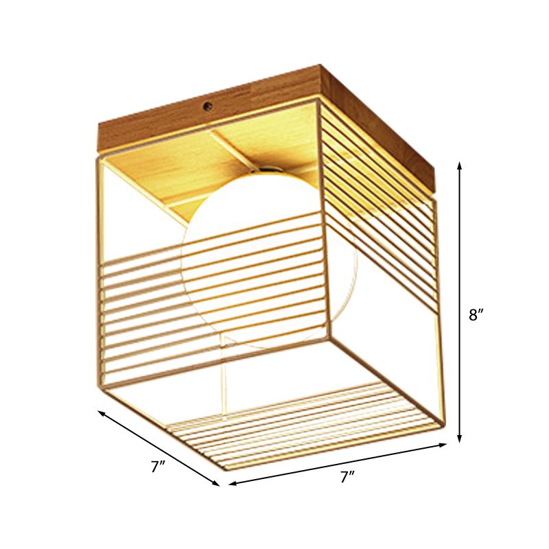 Wit/Zwart Vierkant Inbouwplafondlamp Metaal Eigentijds 1-kops Inbouwhanglamp voor Slaapkamer