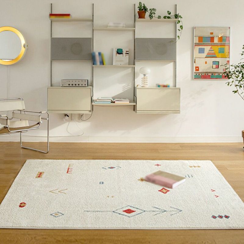 Beige Modern Rug Polyester Pattern Indoor Rug Stain Resistant Rug for Living Room