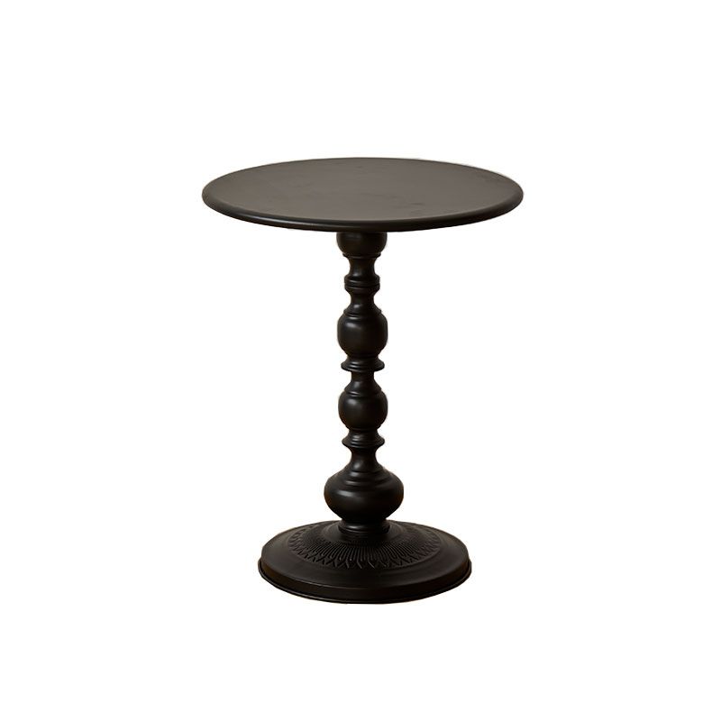 French Country Side Table Pedestal Metal Round Accent Side Table