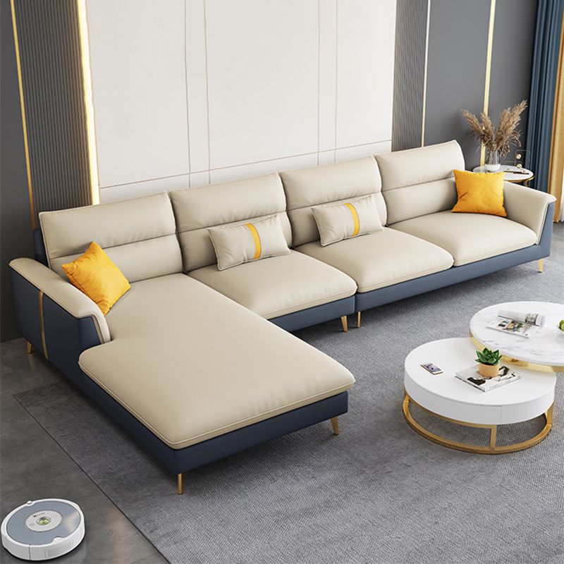 Recessed Arm Cushion Back Stain-Resistant Sofa Faux Leather Living Room Sofa