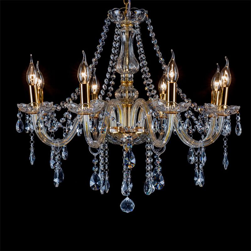 Nordic Style LED Chandelier Light 8 Lights Postmodern Style Crystal Pendant Light for Living Room