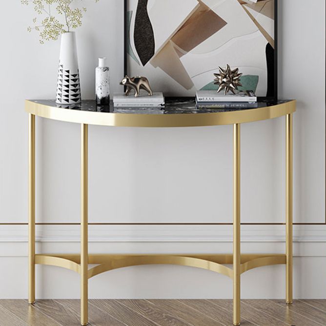 Modern Marble Console Sofa Table Half Moon Shape End Table for Hall