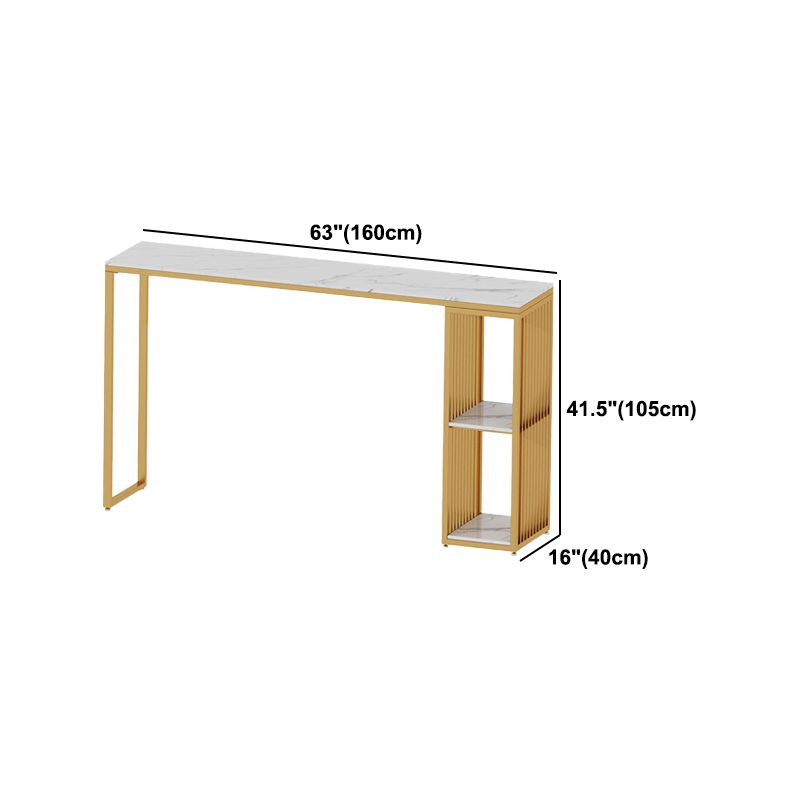Glam 1/3 Pieces Bar Table Set Rectangle Marble Counter Table for Kitchen