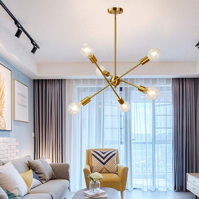 Batons Lighting de lámpara de araña molecular bombilla expuesta colgante colgante para sala de estar