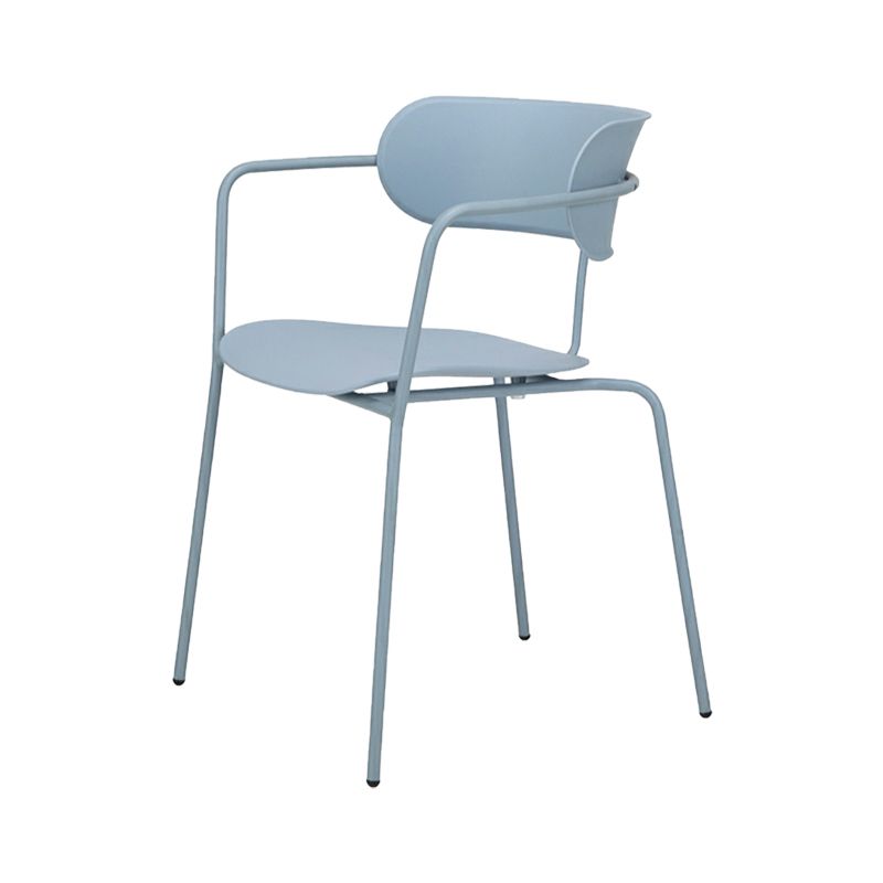 Contemporary Style Arm Chair Plastic Open Back Side Dining Chair with Metal Base
