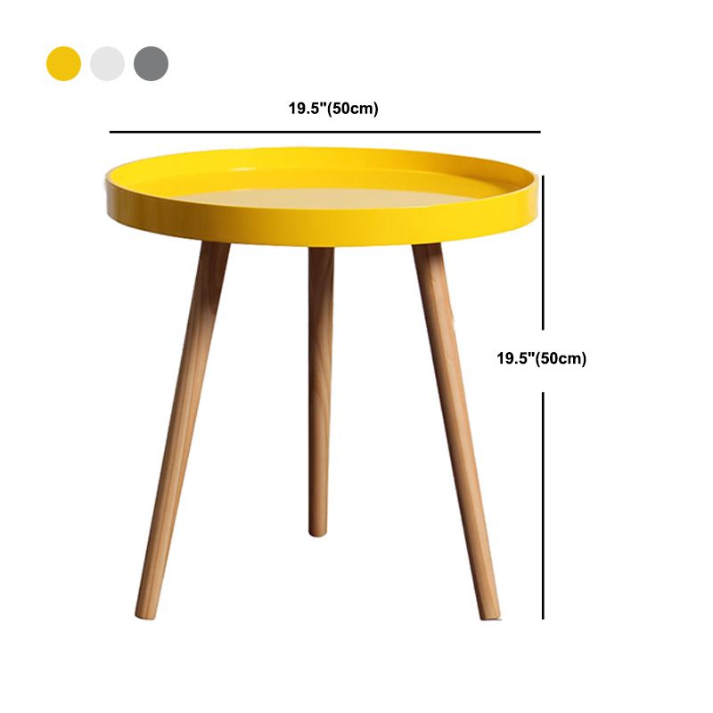 19.69 inch Wide Scandinavian Sofa Side Accent Table Wooden 3 Legs Round Side End Table