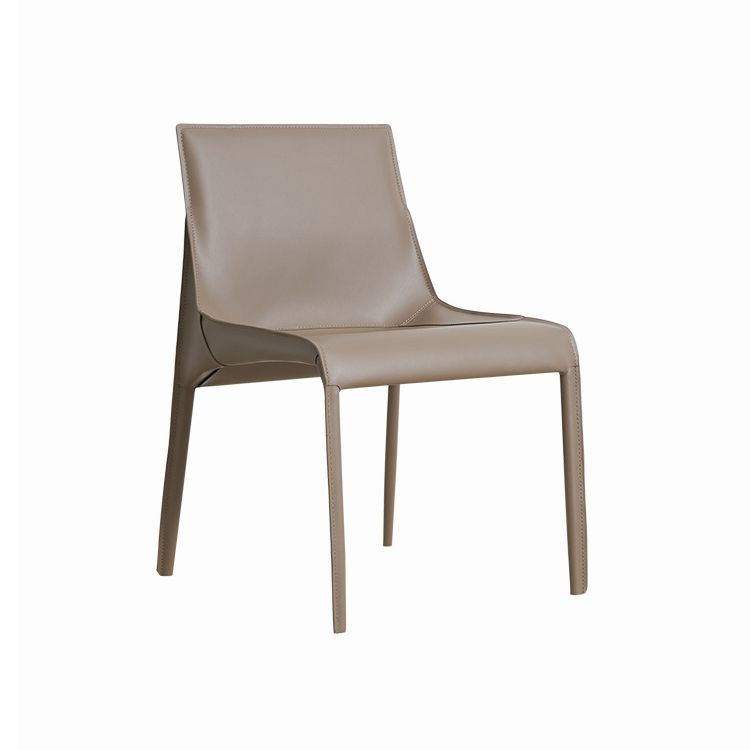 Designer Style Leather Dining Chair Matte Finish Parsons Dining Side Chair