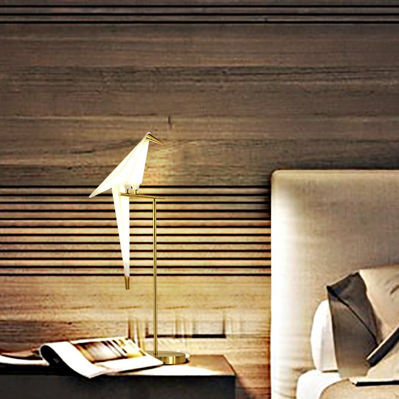 Designer Paper-Crane Acrilico Night Lamp Lamp LED LED Lighting With Gold Stipper per il letto