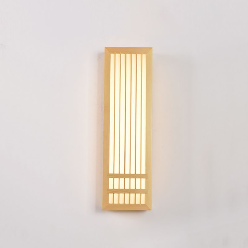Luces de apliques de pared rectangular de estilo contemporáneo madera 1 lámpara de luz