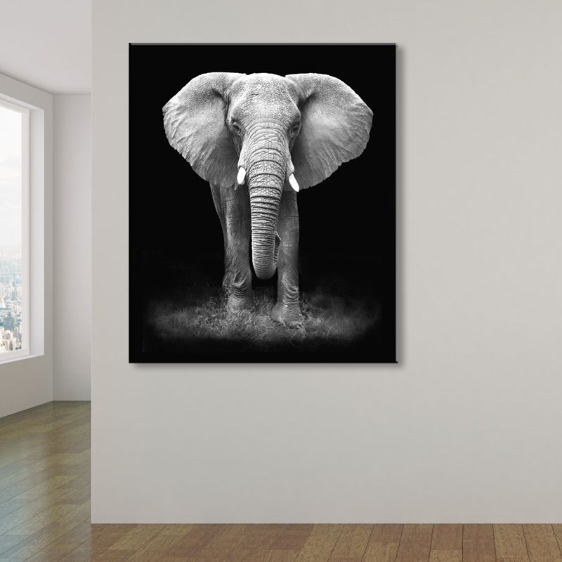 Olifant wanddecoratie eigentijds getextureerd familiekamer gewikkeld canvas in zachte kleuren