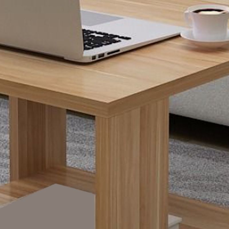 Square Wood 4 Legs End Table Shelf Included Sofa Accent Side Table