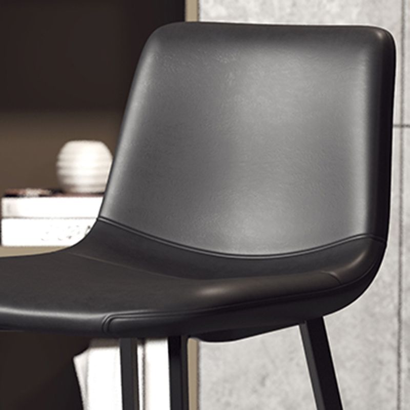 Armless Faux Leather Counter Stool Industrial Footrest Bar Stool