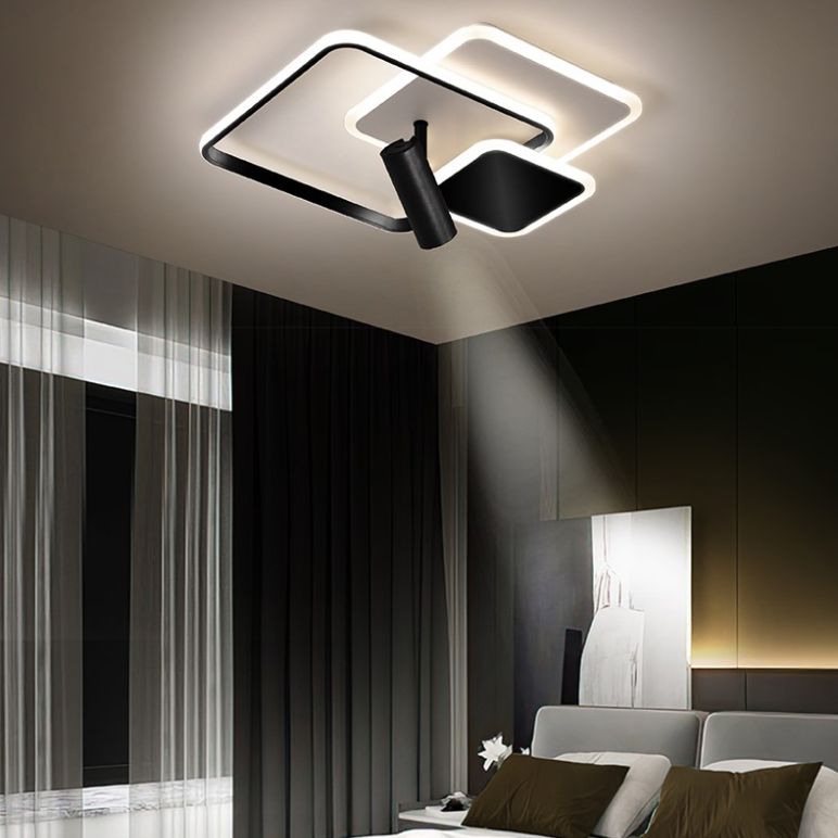 Carré métal LED encastré moderne 1 spot chambre plafonnier