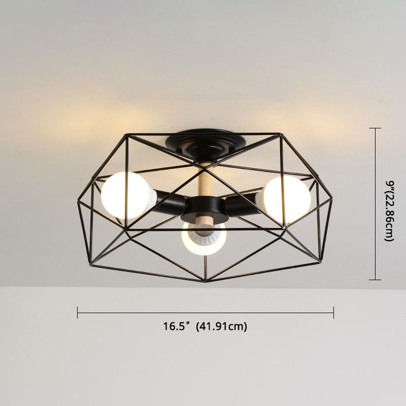 Geometric Flush Mount Ceiling Light Nordic Industrial Style Metal Ceiling Flush Mount for Bedroom