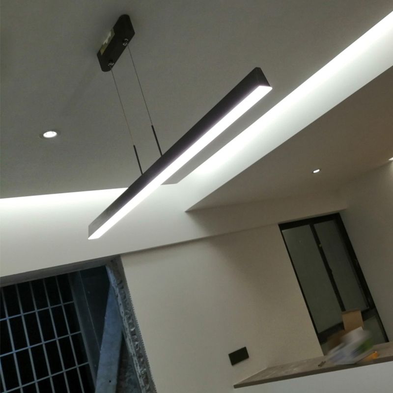 Modern Linear Shape Pendant Lighting Fixture Metal 1 Light Island Pendant Light