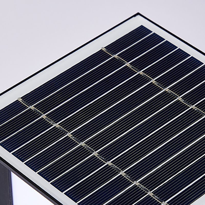 Rectangle Shape Metal Outdoor Light Modern 1 Light Solar Pillar Light in Black