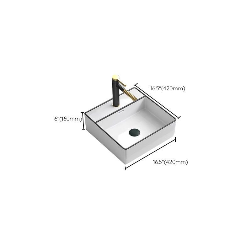 Bathroom Ceramic Sink Rectangular Rod Single Handle Faucet Sink