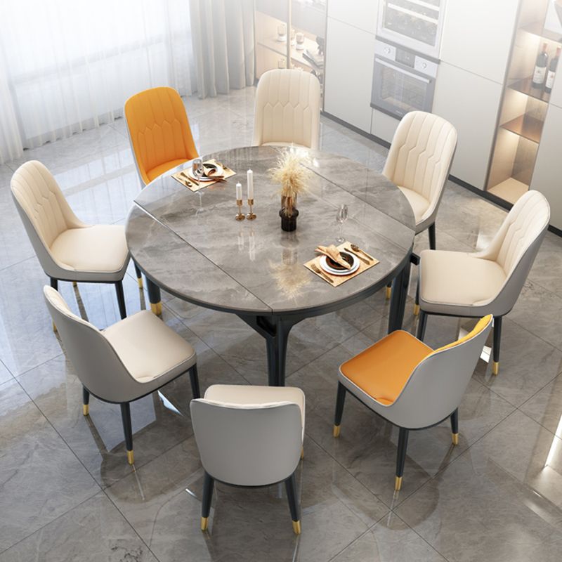 Modern Foldable Stone Dining Table Rubber Wood Legs for Dining Room