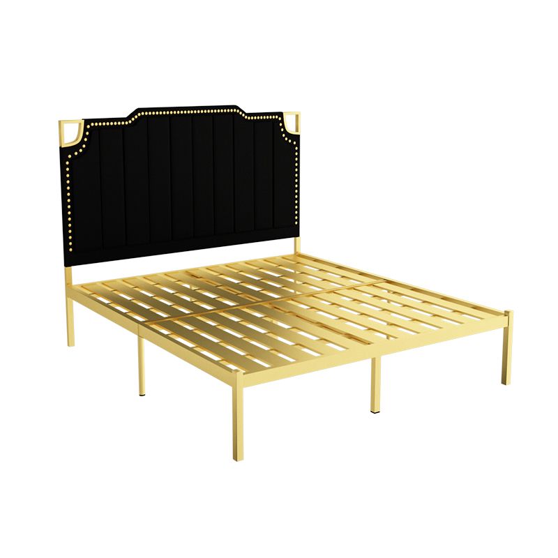 Glam Open-Frame Bed Metal Standard Bed with Upholstered Headboard