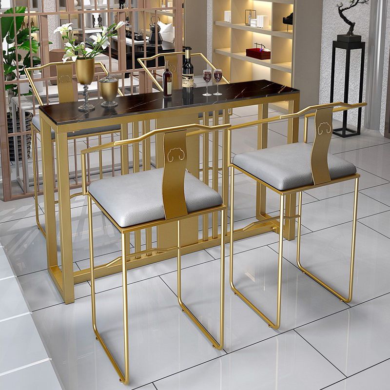 Traditional Luxury Bar Table Set 1/3/5 Pieces Counter Set with Gold Base
