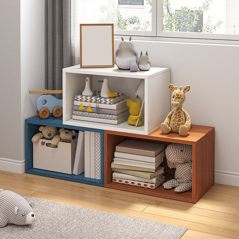 Closed Back Wooden Bookshelf Modern Living Room Horizontal Bookcase