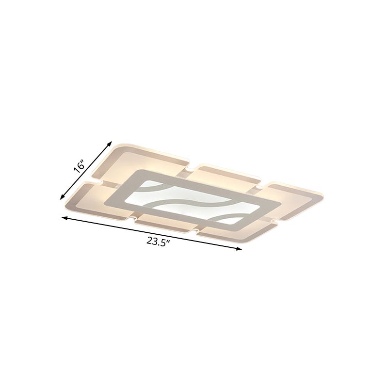 Lámpara rectangular de montaje empotrado Simplicity LED acrílico de 23,5"/35,5"/47" de ancho Luz de techo blanca en luz blanca/cálida