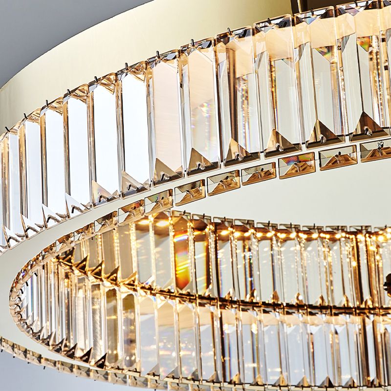 Lámpara de techo LED circular dorada de estilo moderno, montaje empotrado de acero inoxidable con pantalla de cristal