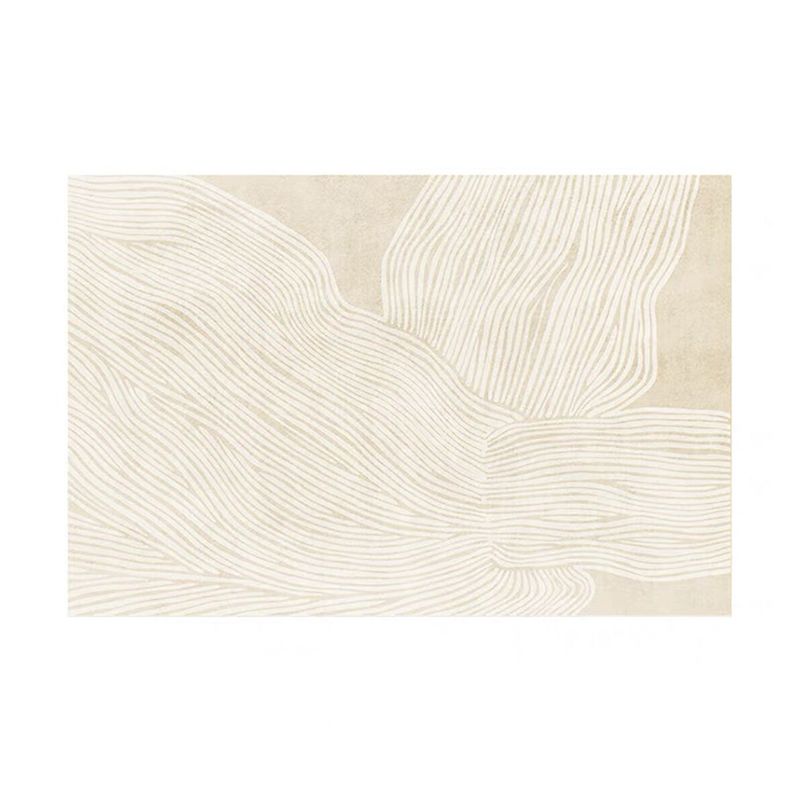 Khaki Modern Rug Polyester Curve Indoor Rug Non-Slip Backing Rug for Home Decor