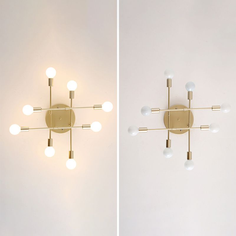 Industrial Vintage Sputnik Ceiling Fixture Wrought Iron Semi Flush Mount for Living Room