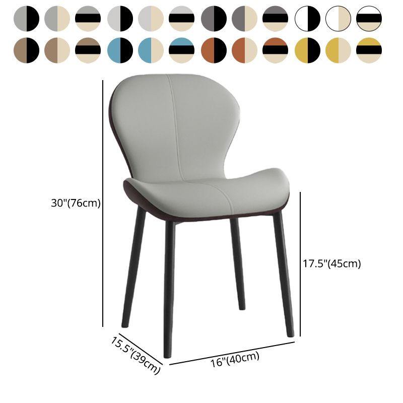 Silla lateral escandinava de cuero PU para dormitorio, silla de comedor Parsons con acabado mate