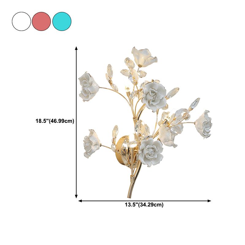 Crystal Flower Shape Wall Light Modern Multi Lights Wall Light Sconce