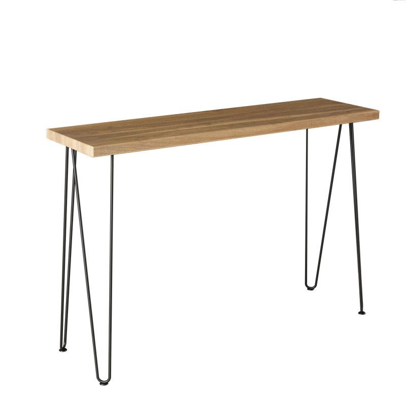 Modern Brown Wooden Bar Table Rectangle Dining Table for Kitchen Living Room Coffee Room