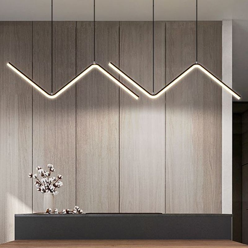 Contemporary Island Light Linear Metal 2 Light Island Lights en negro